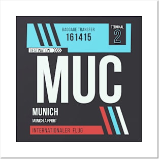 Munich (MUC) Airport Code Baggage Tag Posters and Art